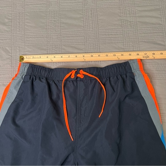 Nike Mens Swim Trunks Blue Orange Swoosh Logo Drawstring Beach Swimming Size XL - Picture 8 of 12
